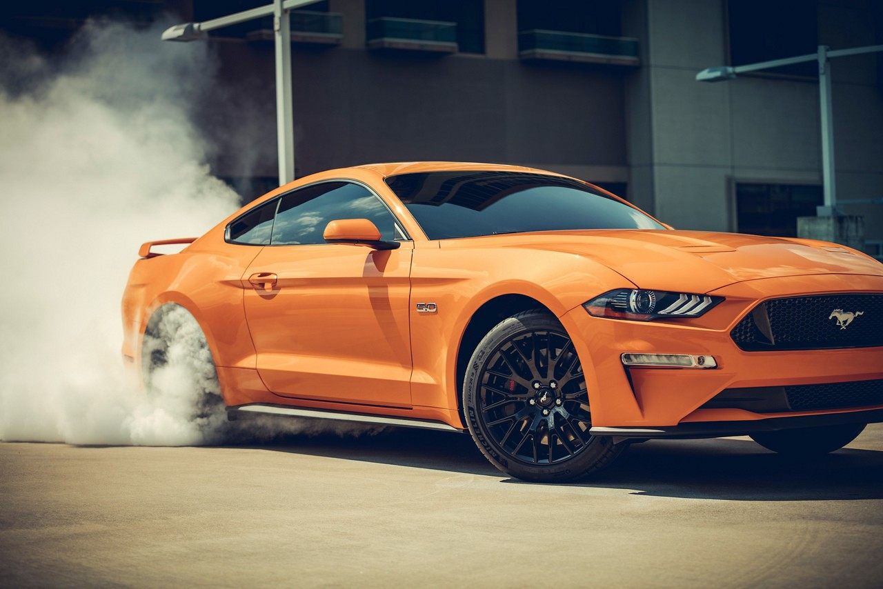 2019 Ford Mustang Orange Fury Exterior Side View Picture