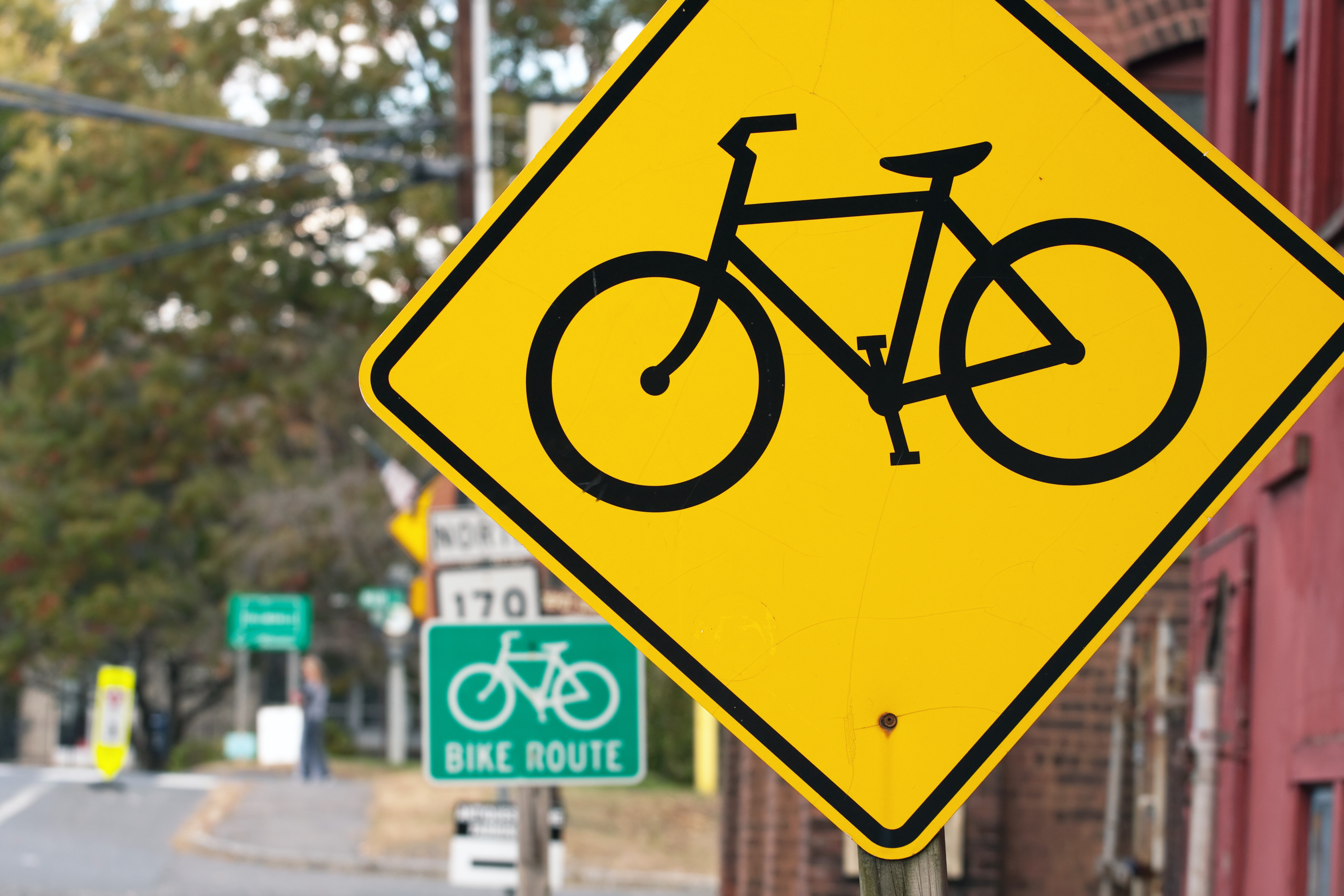 bike sign on the road