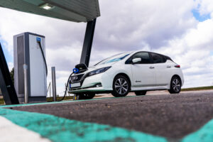 Nissan LEAF at charger 