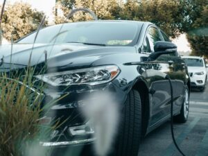 hybrid car plugged into charger