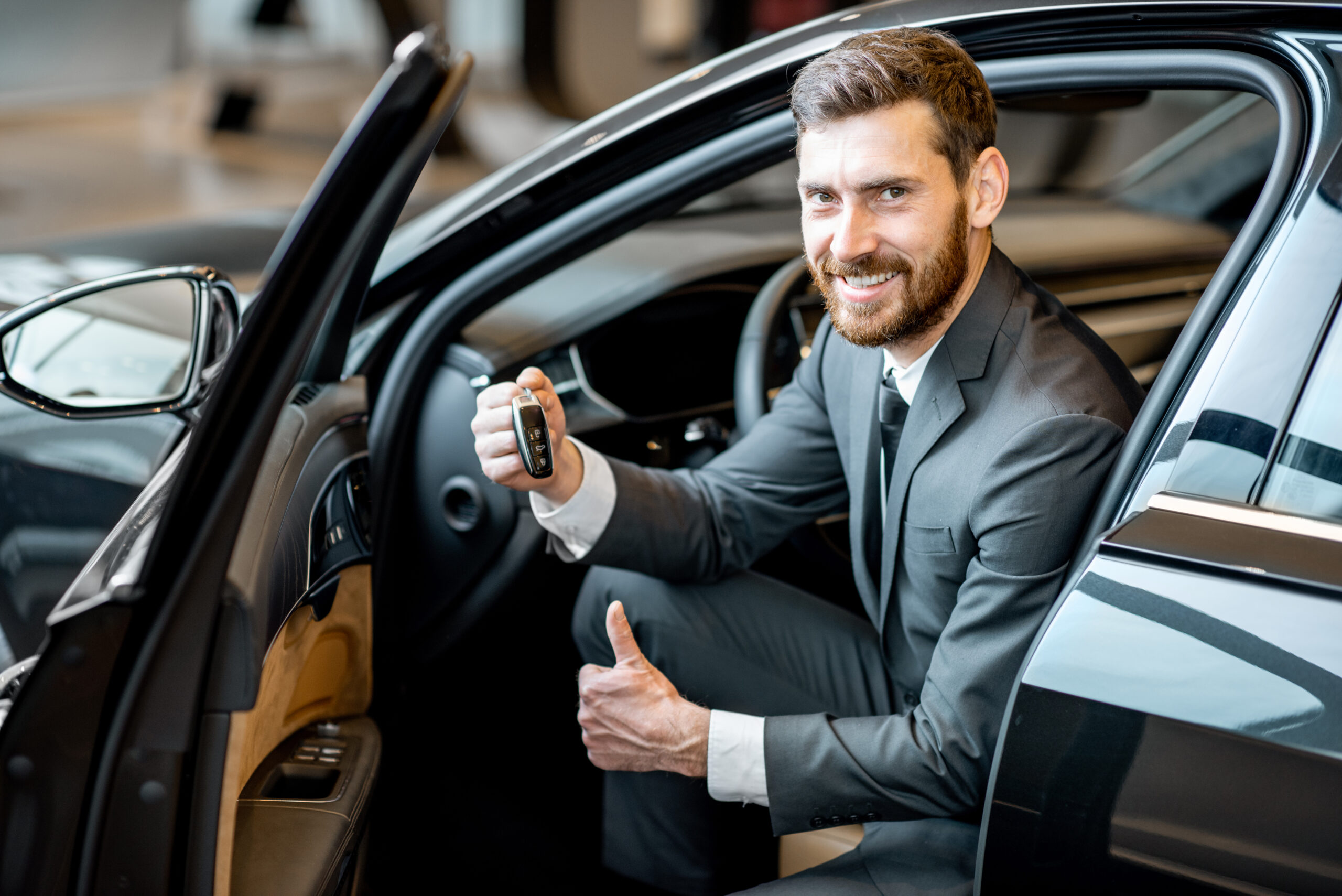 salesman in car