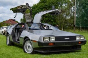 DeLorean with doors open